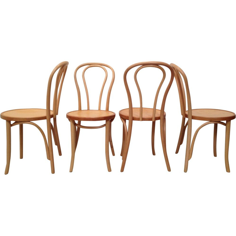 Set of 4 vintage bistro chairs in bent wood