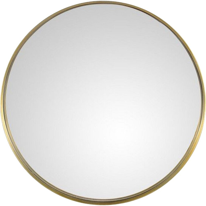 Vintage round mirror on brass outline