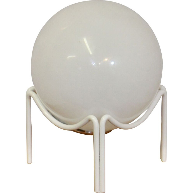 Vintage spherical lamp in white opaline, 1970