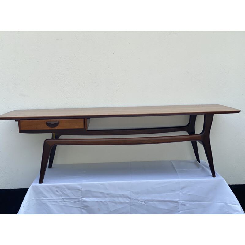 Vintage Louis van Teeffelen Salon Table with a Double Drawer