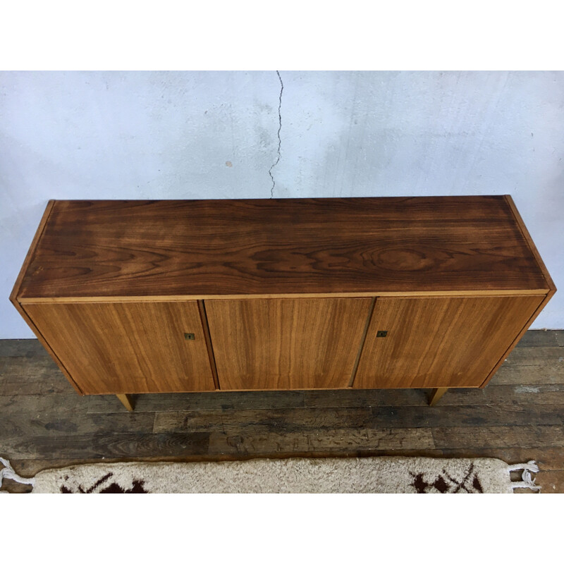 Vintage walnut sideboard with spindle legs, Scandinavian 1950s