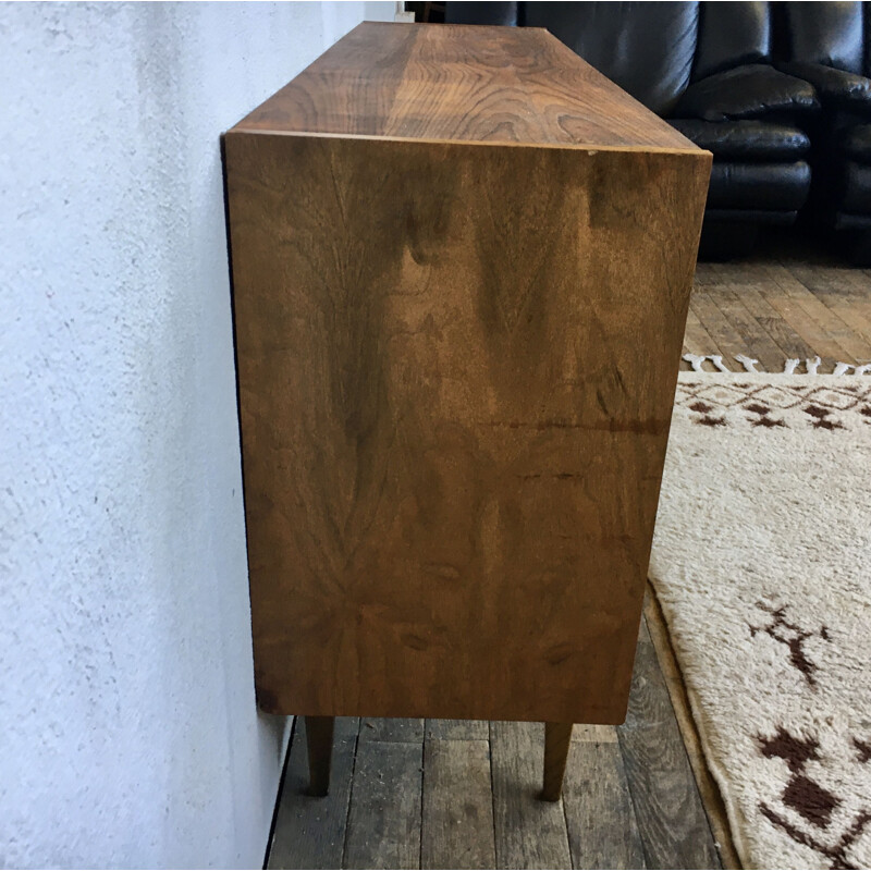 Vintage walnut sideboard with spindle legs, Scandinavian 1950s