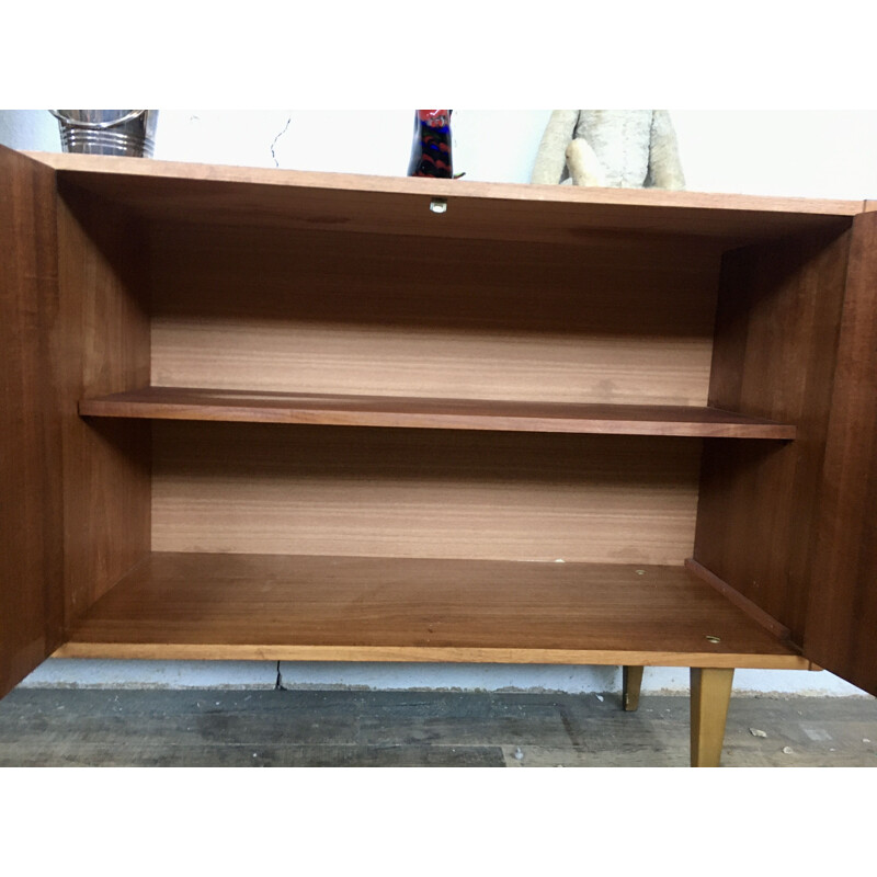 Vintage walnut sideboard with spindle legs, Scandinavian 1950s