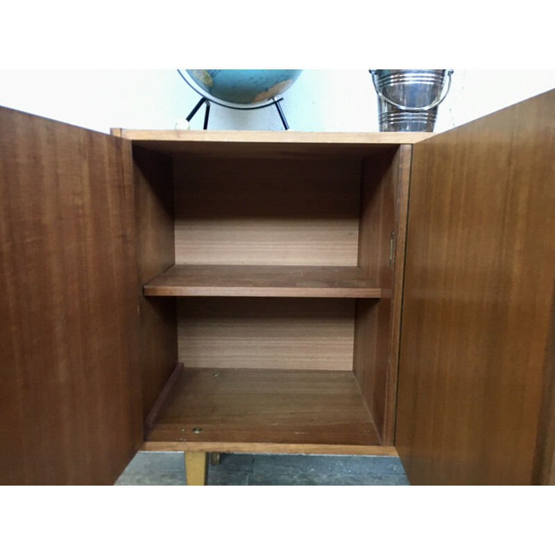 Vintage walnut sideboard with spindle legs, Scandinavian 1950s