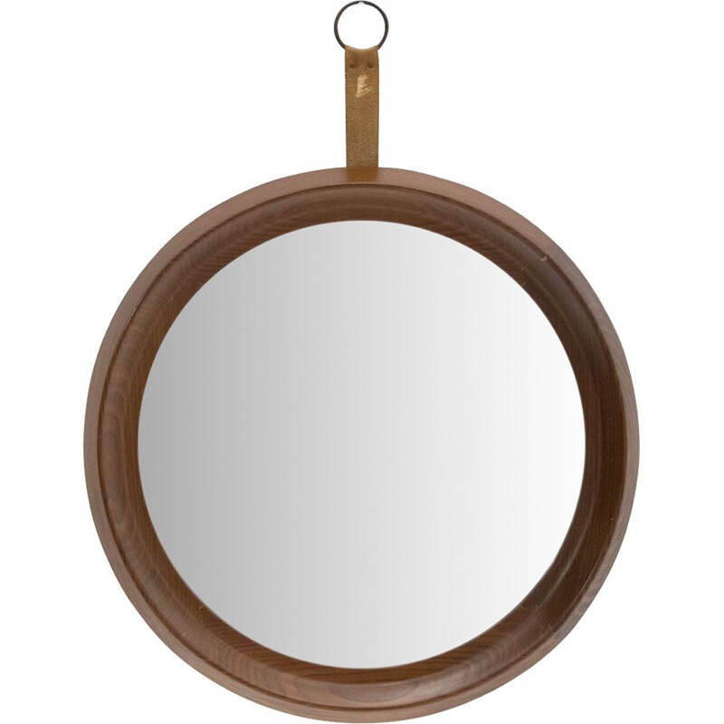 Vintage Round mirror with teak frame, Italy 1960s