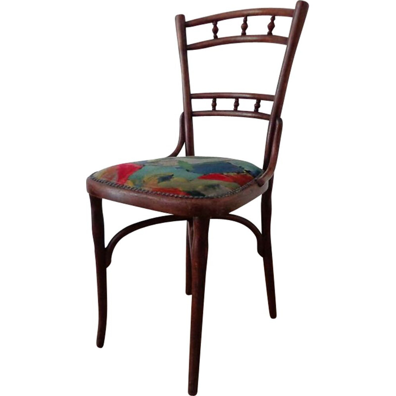 Silla Thonet vintage con tapicería de colores