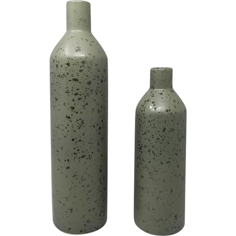 Pair of vintage Vases in Ceramic Green, Italy 1970s