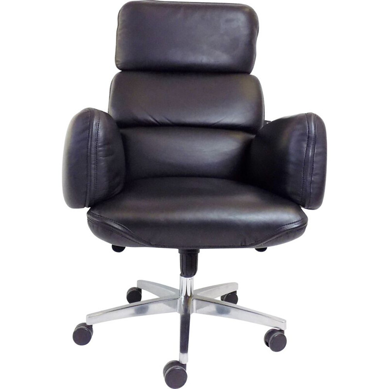 Vintage Top star black office armchair by Otto Zapf 1970s