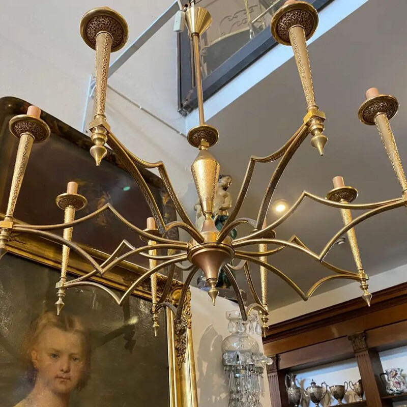 Modern vintage brass chandelier by FILC of Milan, Italy 1950