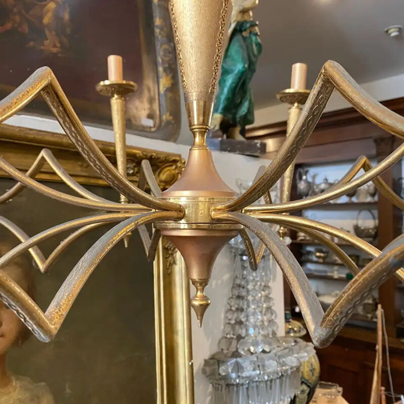 Modern vintage brass chandelier by FILC of Milan, Italy 1950