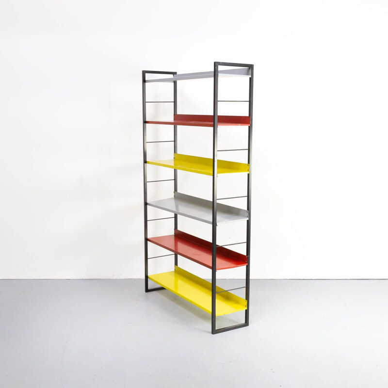 Vintage adjustable colorful shelving units by Tomado, Dutch 1917s