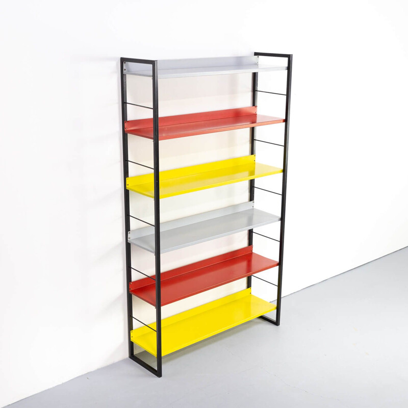 Vintage adjustable colorful shelving units by Tomado, Dutch 1917s