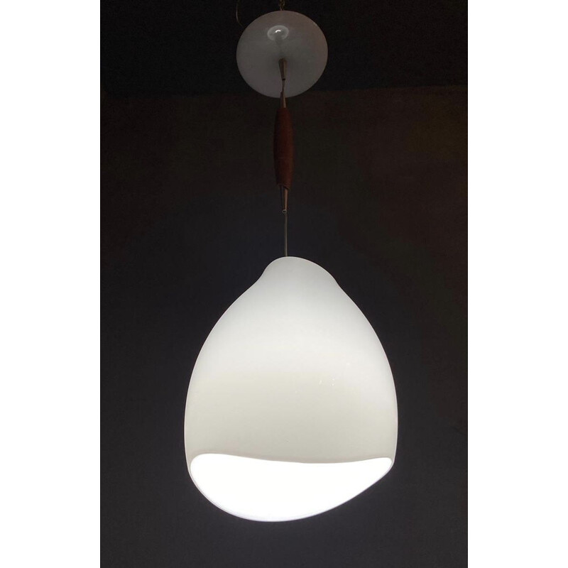 Mid-Century Architectural Murano Glass Pendant Lamp by Venini Vignelli for Venini 1970s