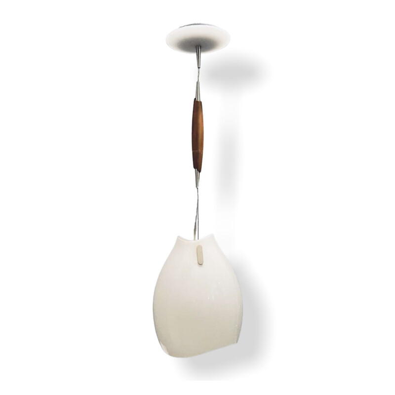 Mid-Century Architectural Murano Glass Pendant Lamp by Venini Vignelli for Venini 1970s