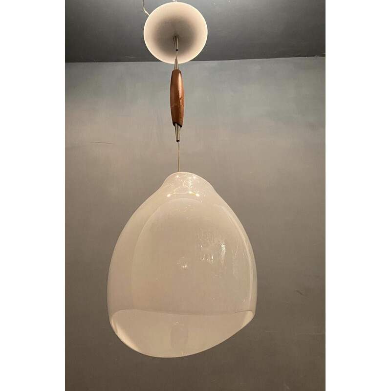 Mid-Century Architectural Murano Glass Pendant Lamp by Venini Vignelli for Venini 1970s