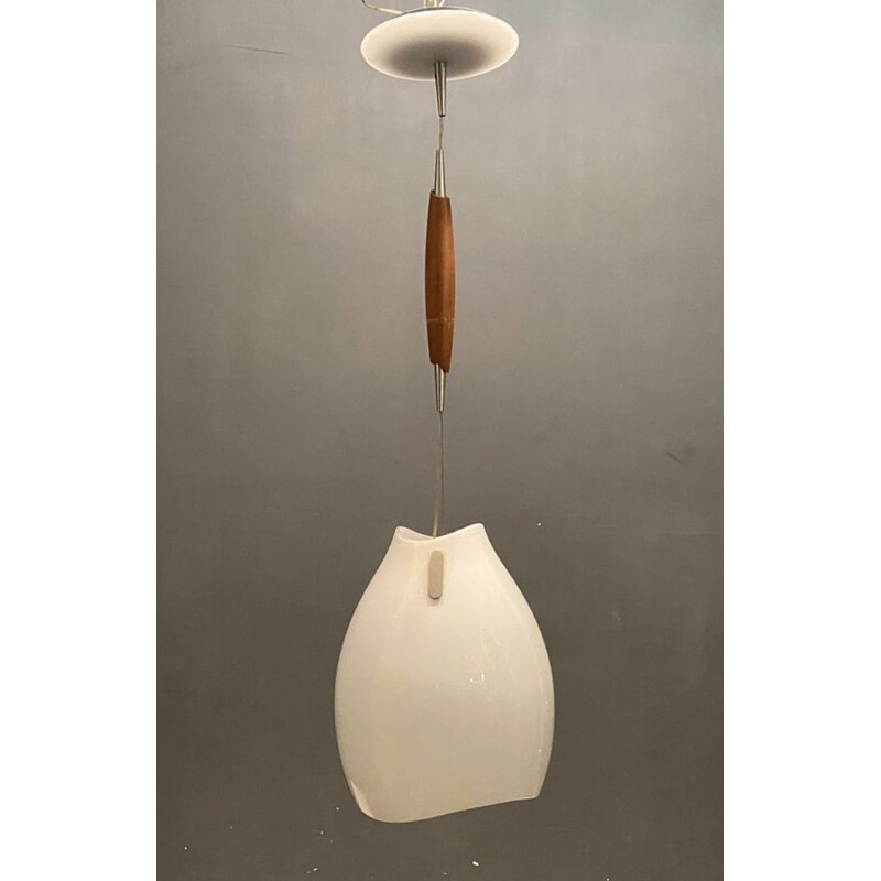 Mid-Century Architectural Murano Glass Pendant Lamp by Venini Vignelli for Venini 1970s