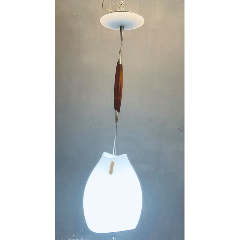 Mid-Century Architectural Murano Glass Pendant Lamp by Venini Vignelli for Venini 1970s