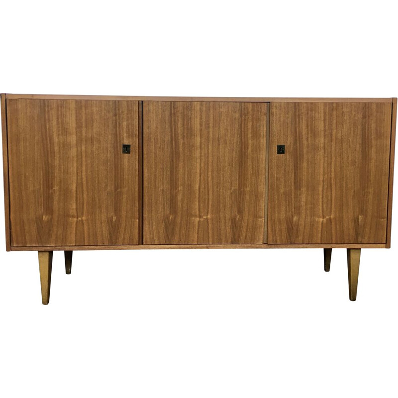 Vintage walnut sideboard with spindle legs, Scandinavian 1950s