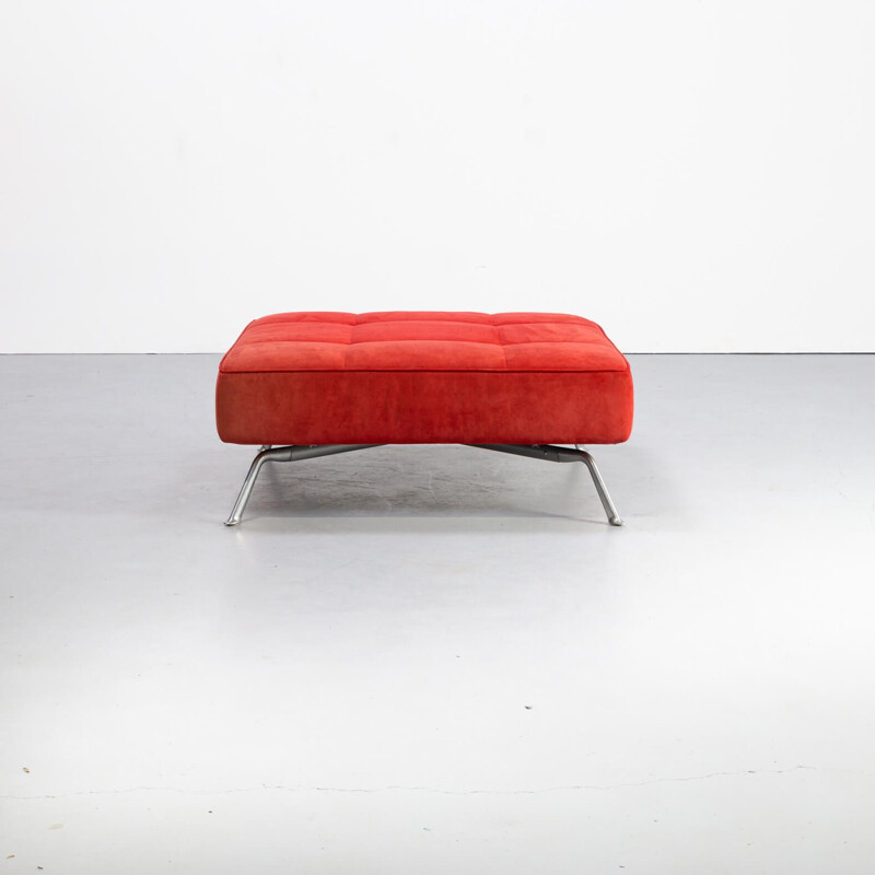 Vintage red "smala" ottoman by Pascal Mourge for Ligne Roset 1980s