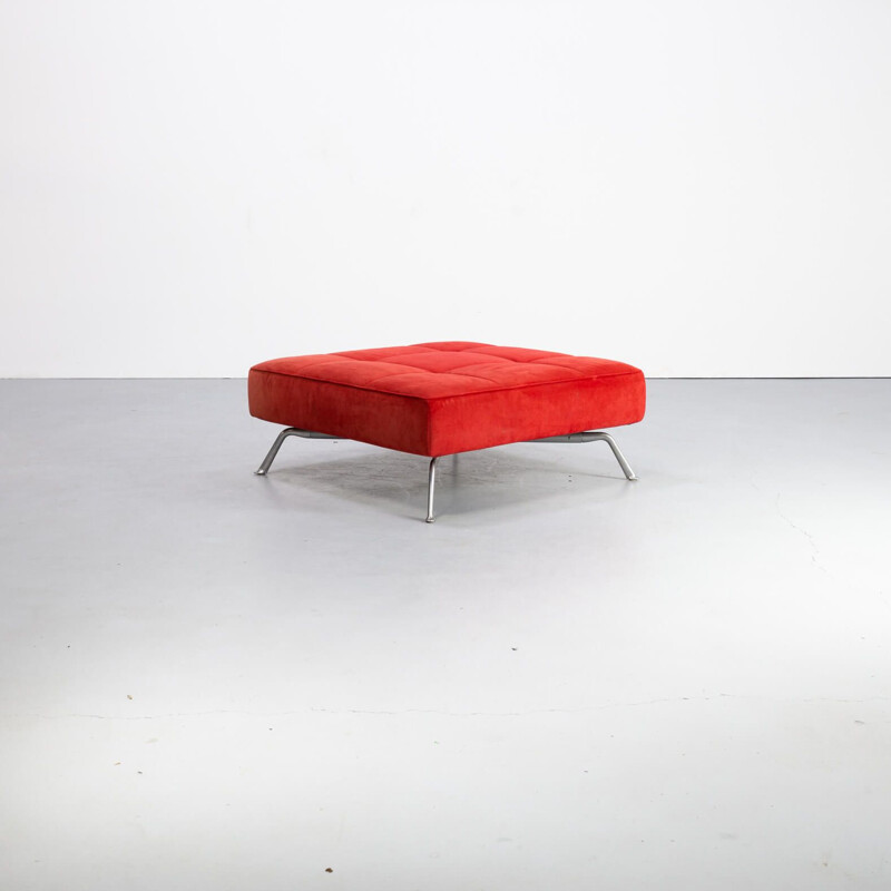 Vintage red "smala" ottoman by Pascal Mourge for Ligne Roset 1980s