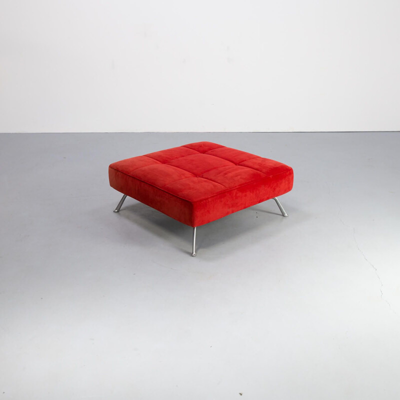 Vintage red "smala" ottoman by Pascal Mourge for Ligne Roset 1980s