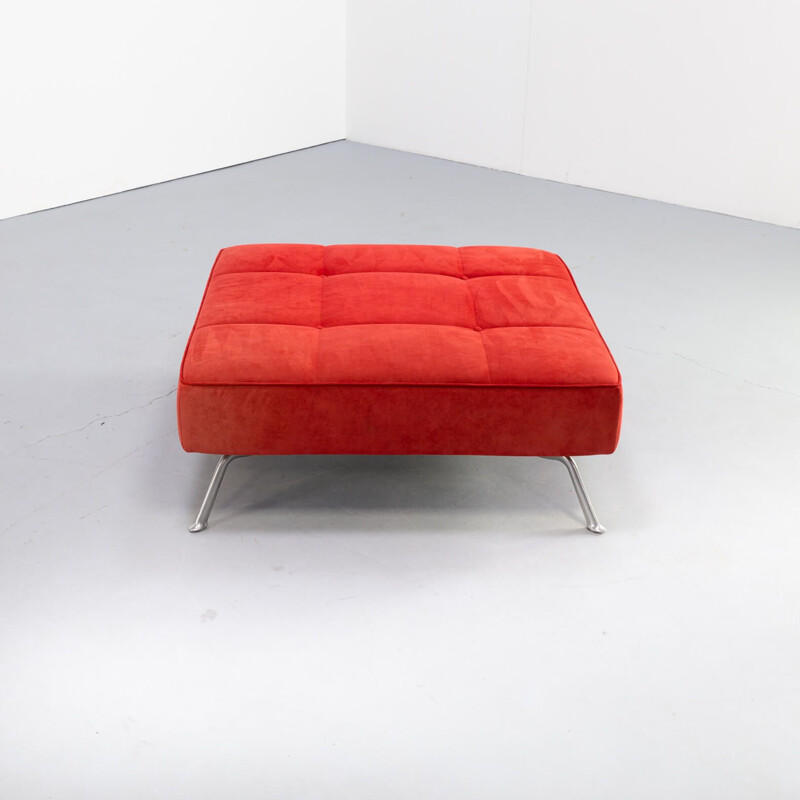 Vintage red "smala" ottoman by Pascal Mourge for Ligne Roset 1980s