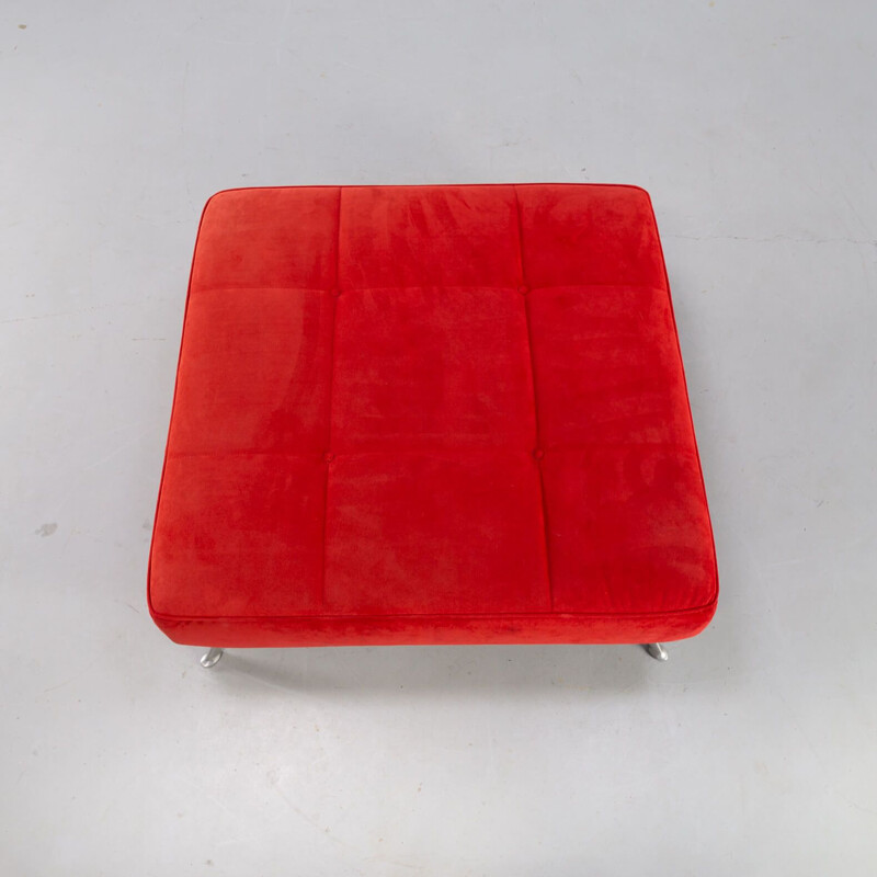 Vintage red "smala" ottoman by Pascal Mourge for Ligne Roset 1980s