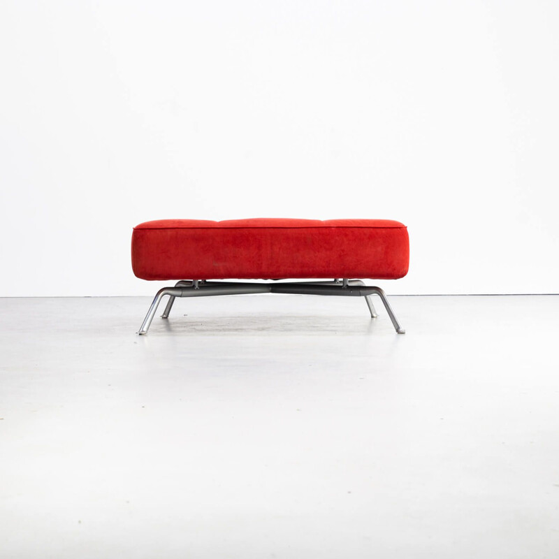 Vintage red "smala" ottoman by Pascal Mourge for Ligne Roset 1980s