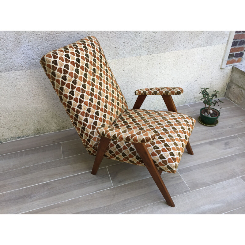 Vintage armchair with compass feet 1950s