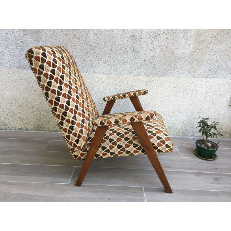 Vintage armchair with compass feet 1950s