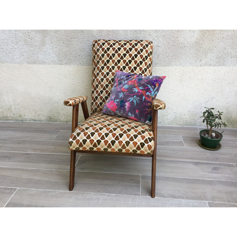 Vintage armchair with compass feet 1950s