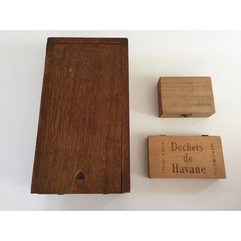 Lot de 3 boites vintage en bois