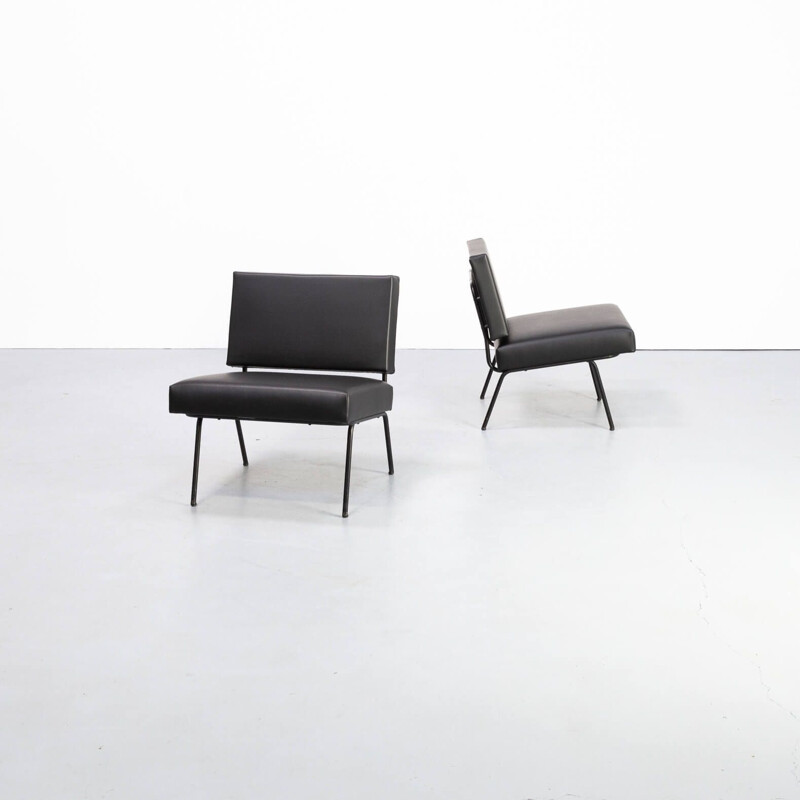 Paire de fauteuils lounges noirs par Knoll International 1960