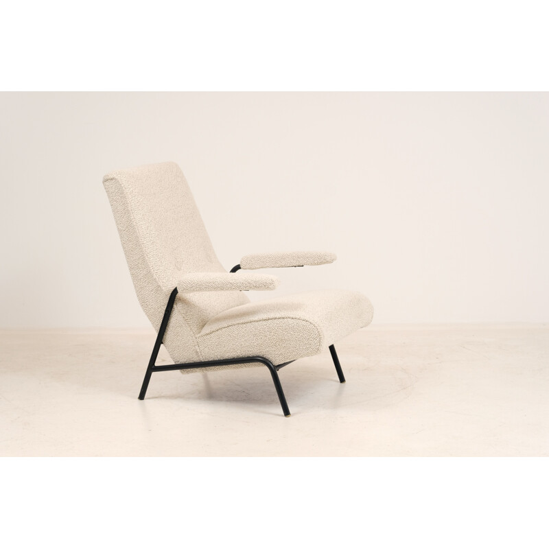 Vintage white armchair by Guy Besnard France 1950s