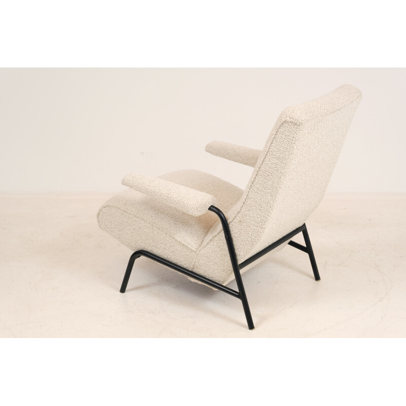 Vintage white armchair by Guy Besnard France 1950s