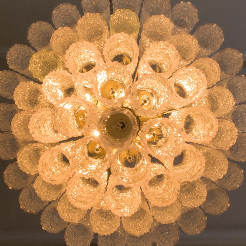 Vintage chandelier with 63 handblown murano shades, Italian 1960s