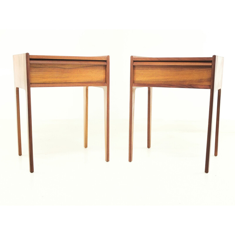 Vintage Walnut Bedside Cabinets By John Herbert, French 1960s