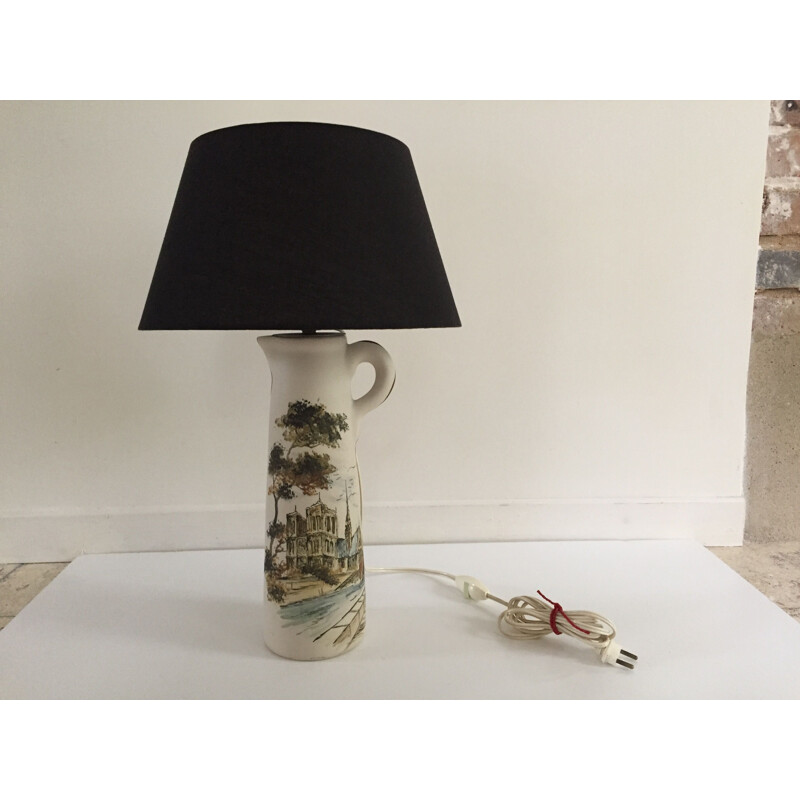 Lampe vintage en céramique basque par Cazalas 1960