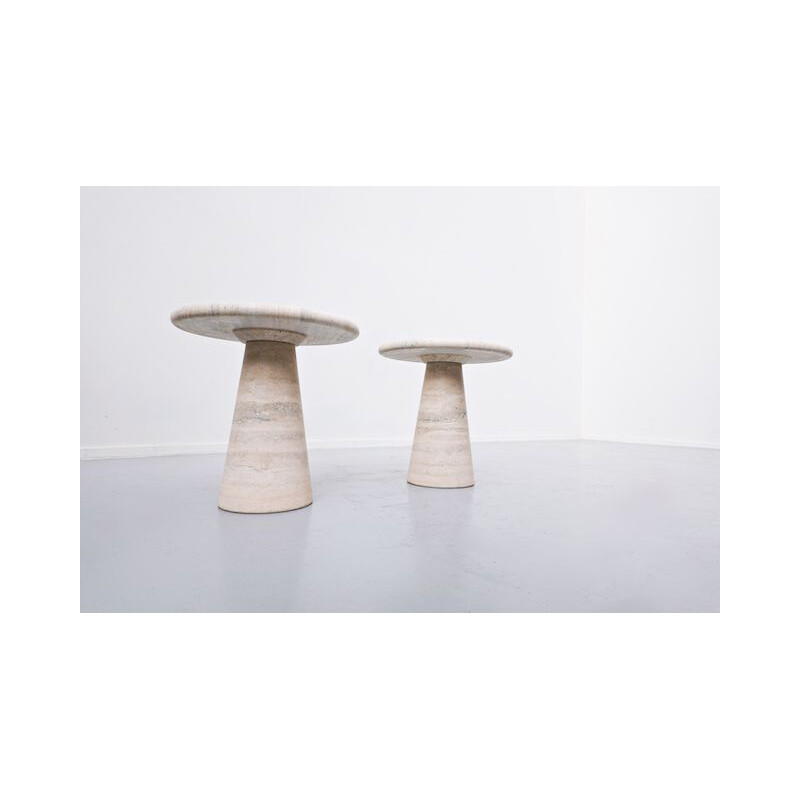 Pair of vintage travertine side tables 1970s