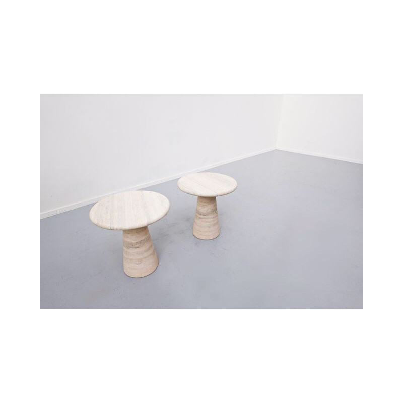 Pair of vintage travertine side tables 1970s