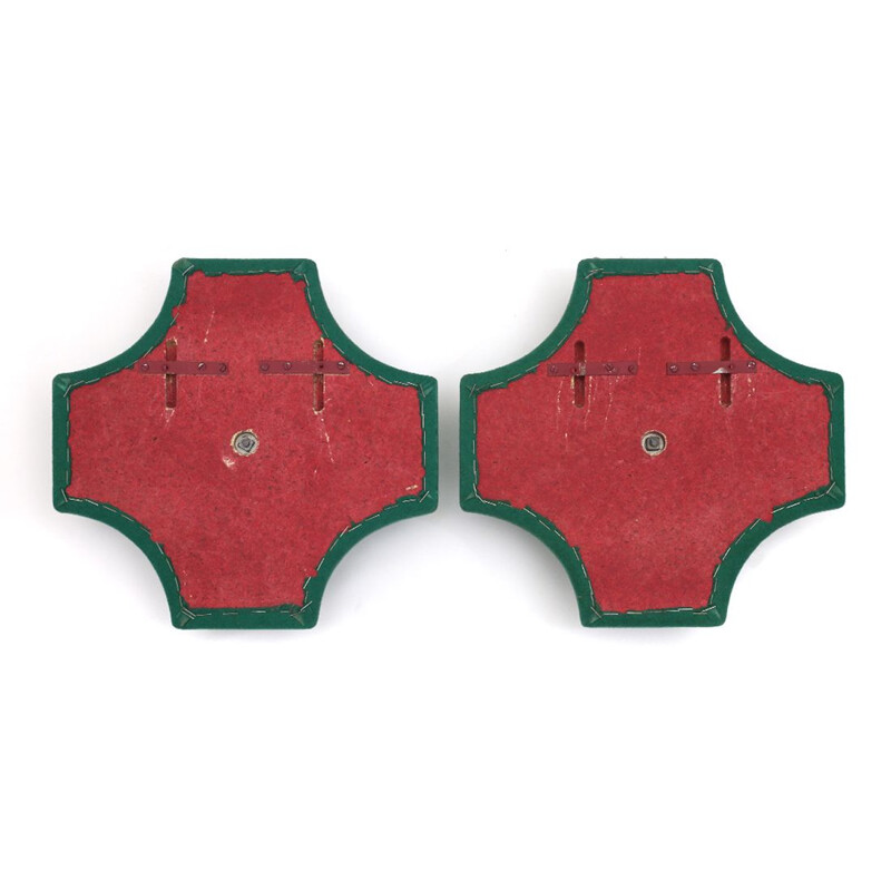 Pair of vintage coat hangers in green fabric, Italy 1960s