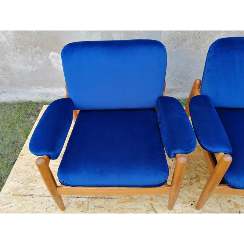 Pair of vintage blue Armchairs, Scandinavian 1960s