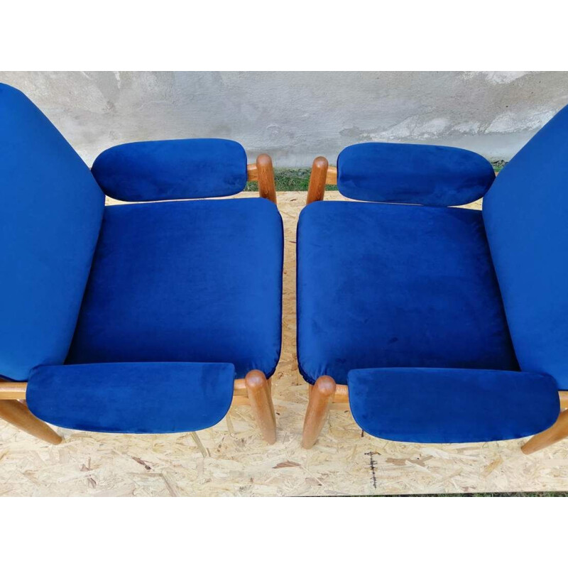 Pair of vintage blue Armchairs, Scandinavian 1960s