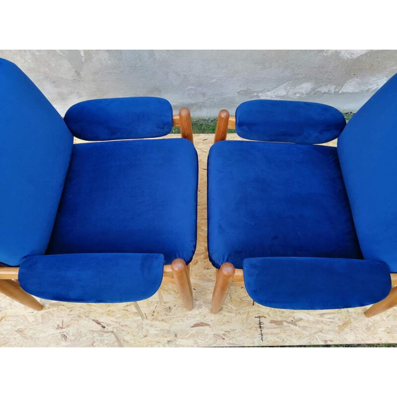 Paire de fauteuils vintage bleus, Scandinave 1960