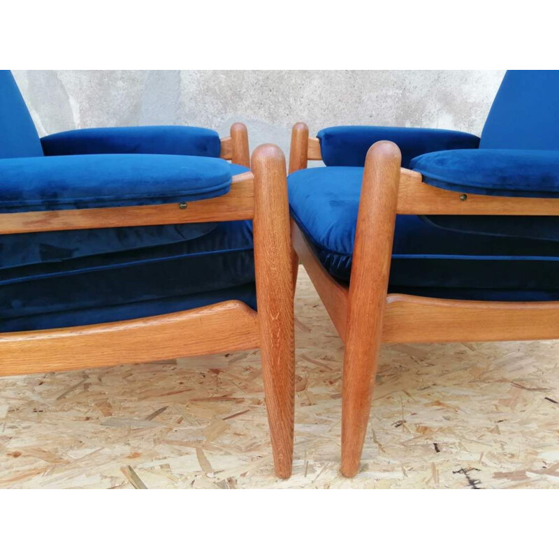 Pair of vintage blue Armchairs, Scandinavian 1960s