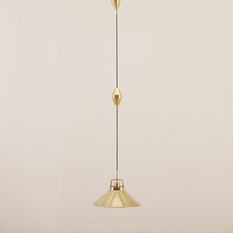 Vintage brass P-295 adjustable pendant lamp by Fritz Schlegel for Lyfa, Danish 1960s