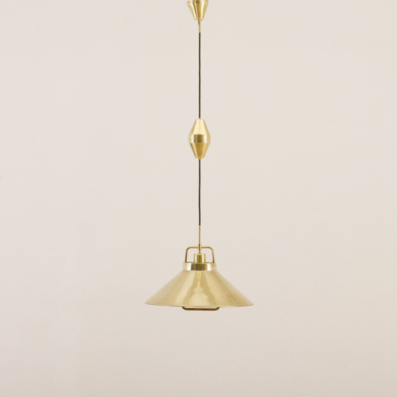 Vintage brass P-295 adjustable pendant lamp by Fritz Schlegel for Lyfa, Danish 1960s