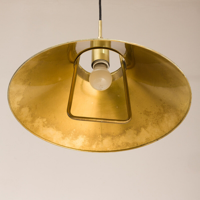 Vintage brass P-295 adjustable pendant lamp by Fritz Schlegel for Lyfa, Danish 1960s