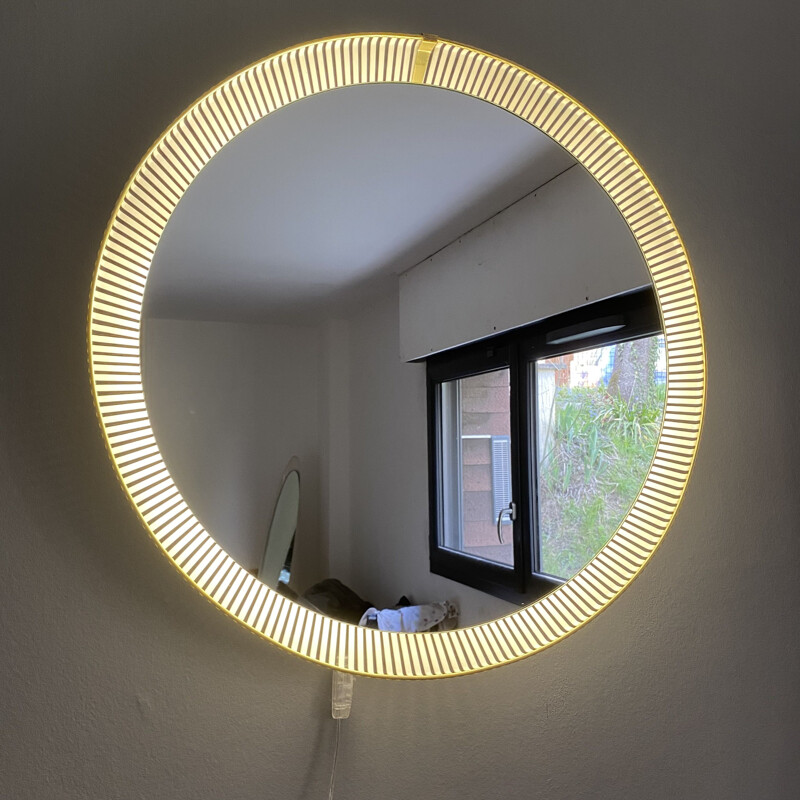 Large vintage illuminated mirror from Stilnovo, Italy 1960s