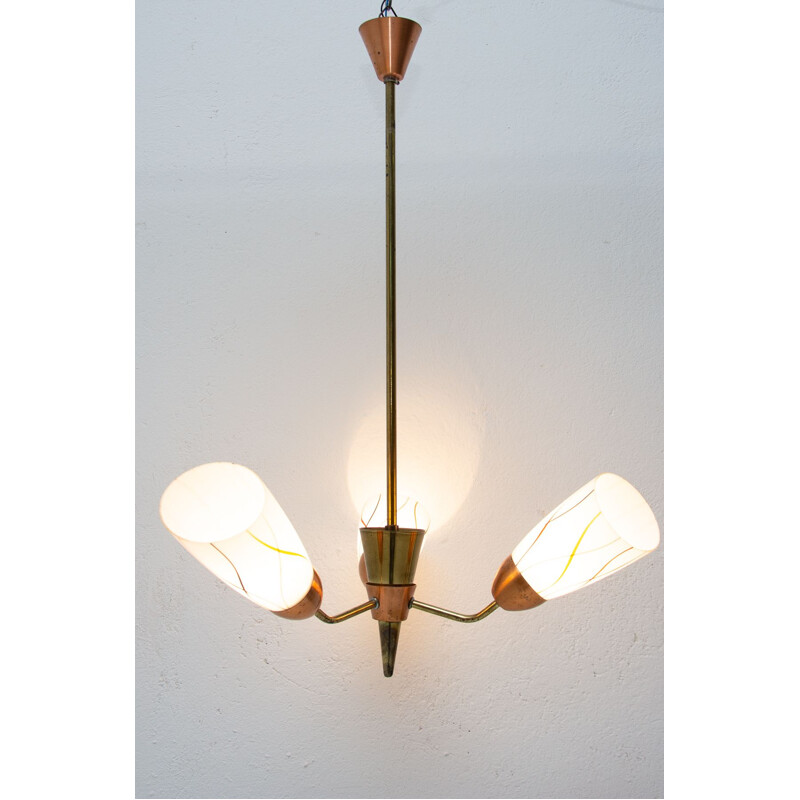 Vintage flower hanging lamp, Czechoslovakia 1960s